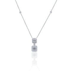 Cushion Halo Drop Necklace