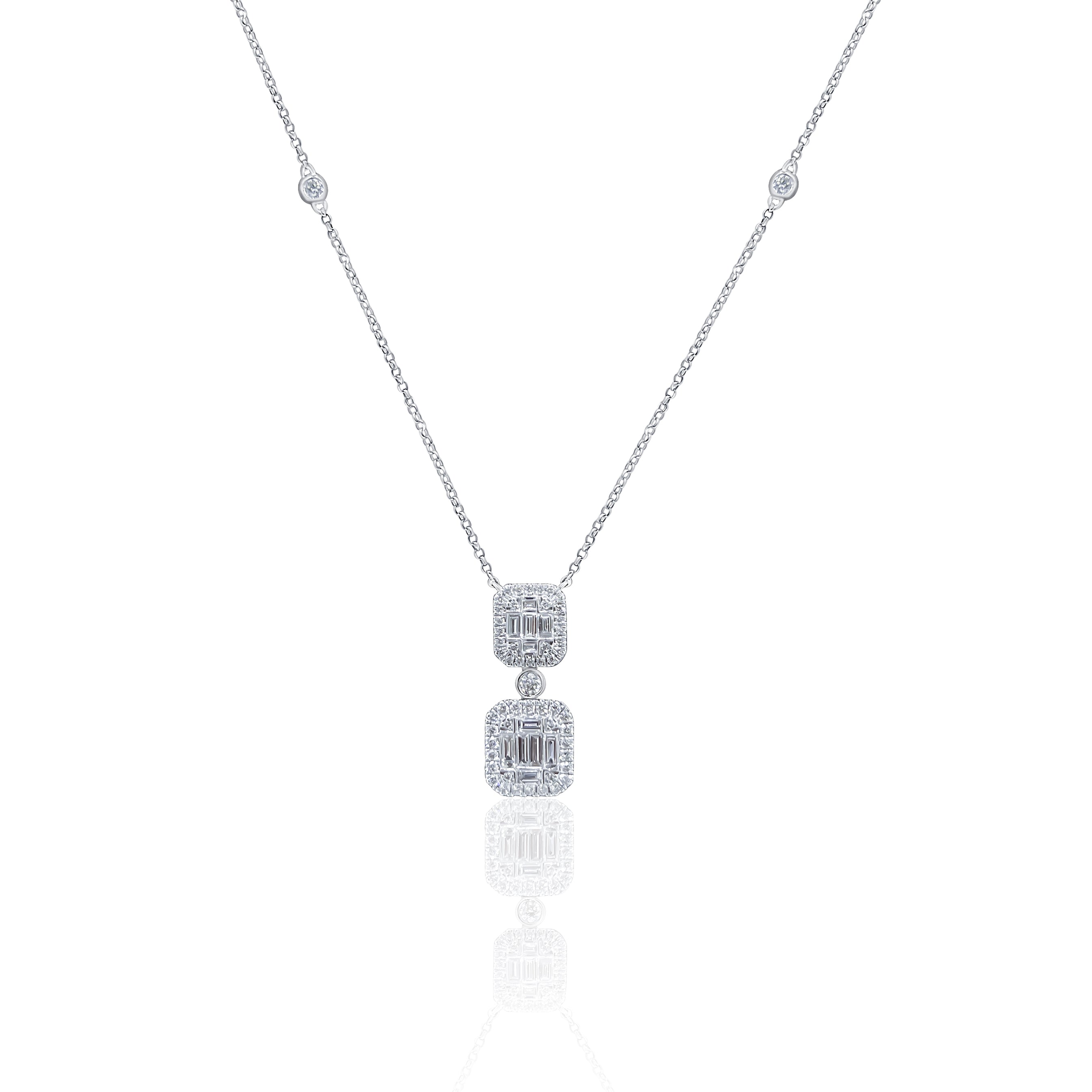 Cushion Halo Drop Necklace